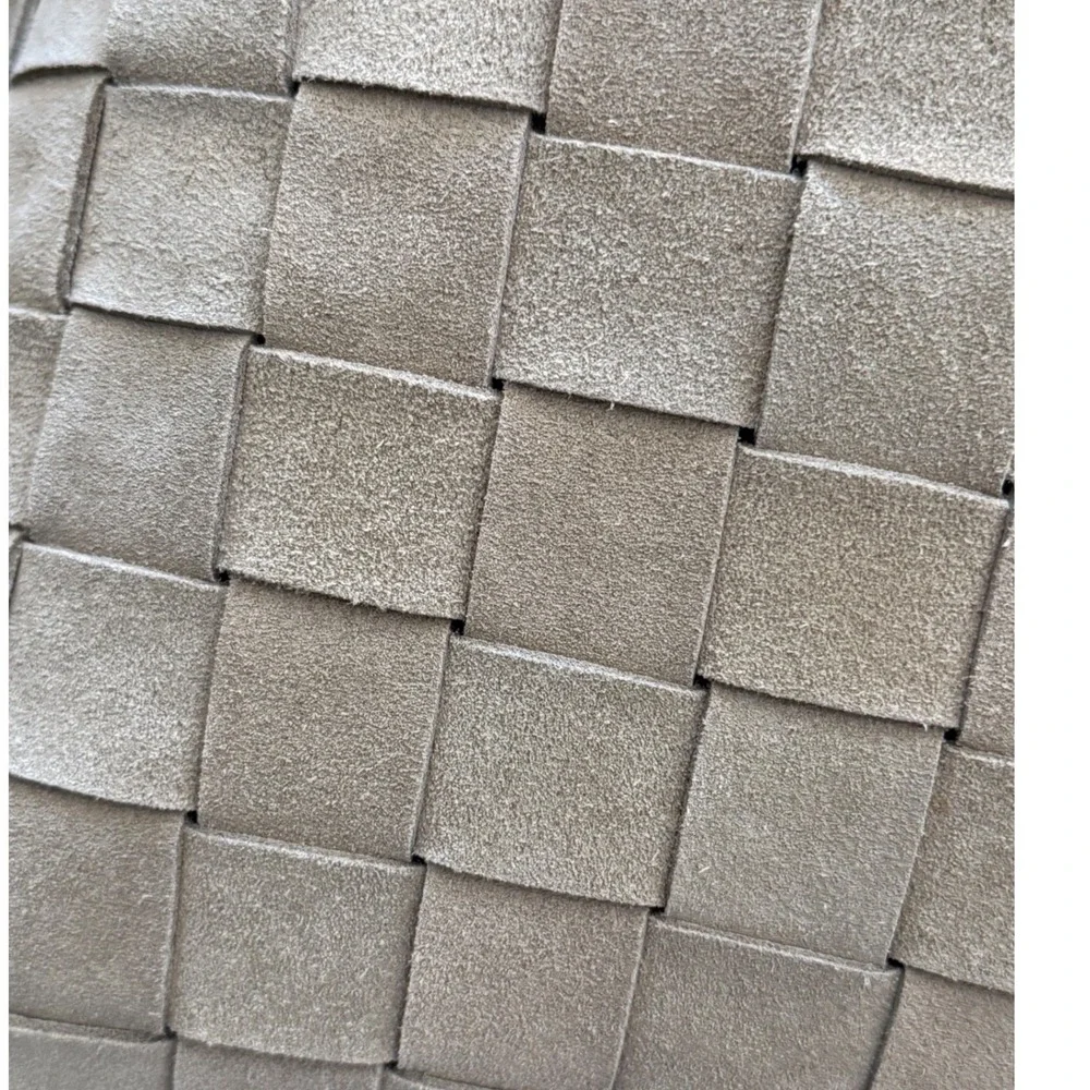 NWOT Pottery Barn 18x18 Woven Suede Leather Pillow w insert Basketweave Ret $120